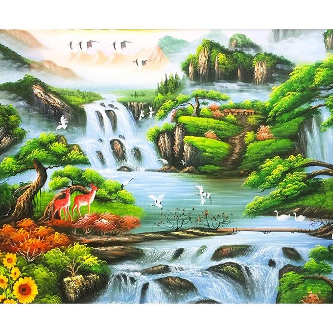 RUOPOTY 60x75cm/50x65cm/40x50cm Frame Oil Painting By Numbers River ...