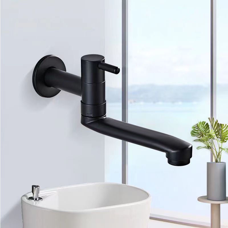 G1/2 Mop Pool Tap Black Brass Single Cool Wall Type Rotating Extended ...