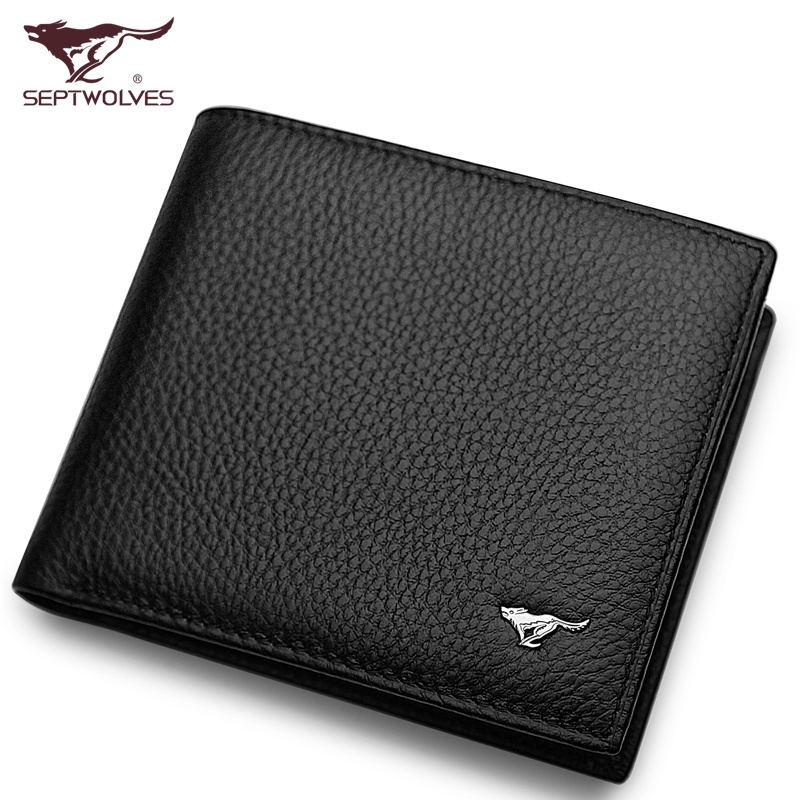 Septwolves men wallet brief paragraph leisure wallet leather slim young students ...