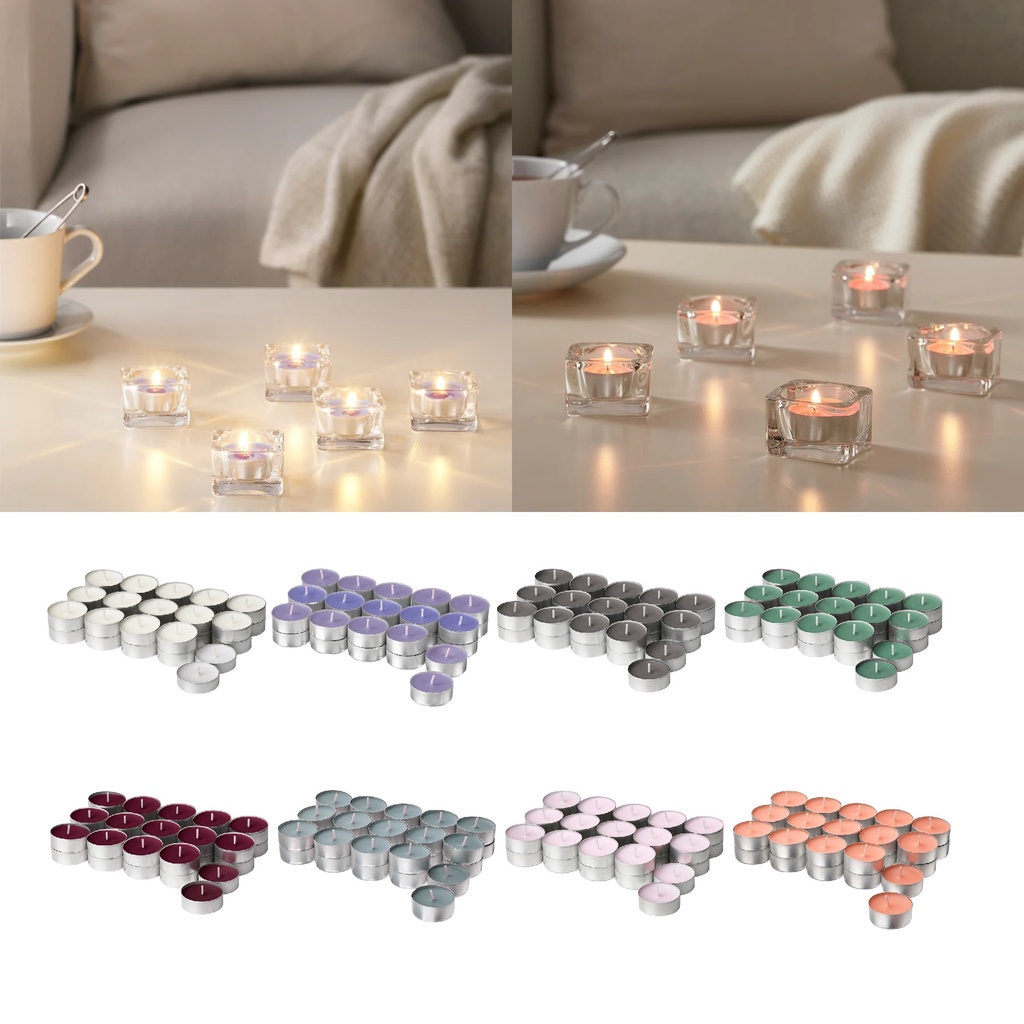 IKEA Scented Tealight Candles Flavors Colored Candle 30 pieces 3.5hours ...