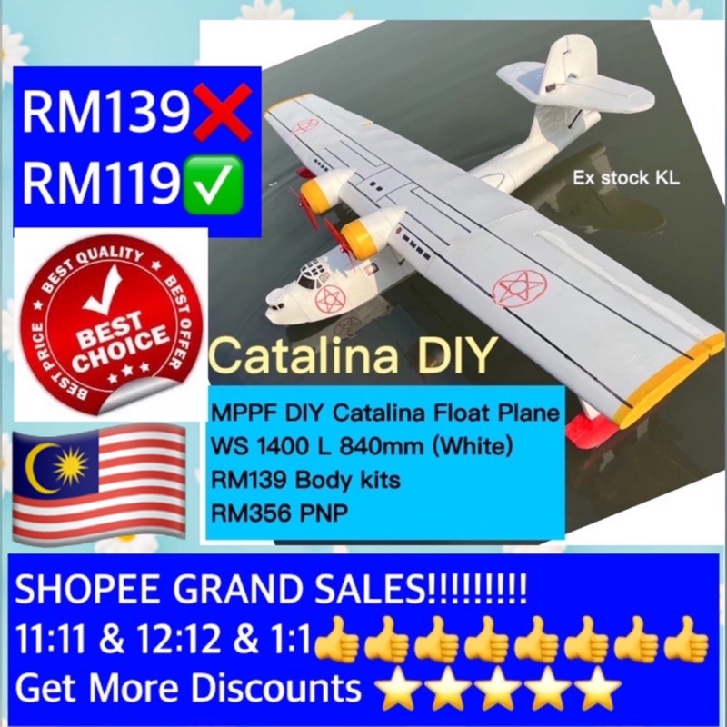 CATALINA FLOAT DIY RC PLANE -(Crash Resistance MPP Foam) | Shopee Malaysia