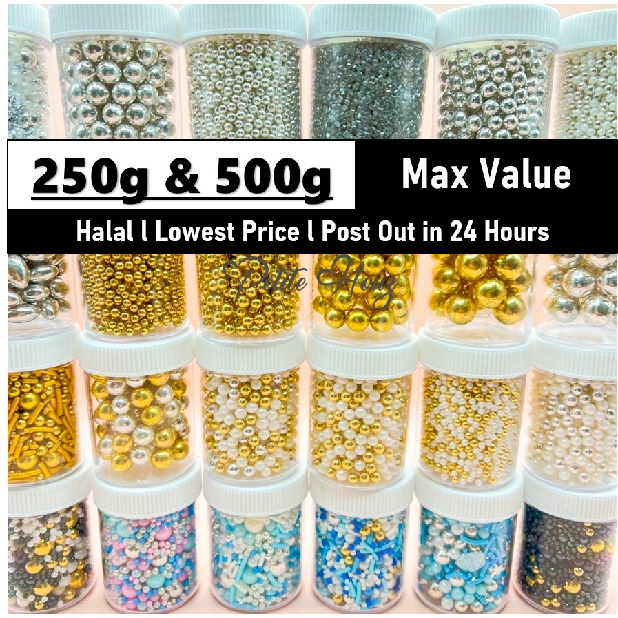[250g/500g] Cheapest HALAL Edible Silver Sprinkles Cake Sugar Ball Cake
