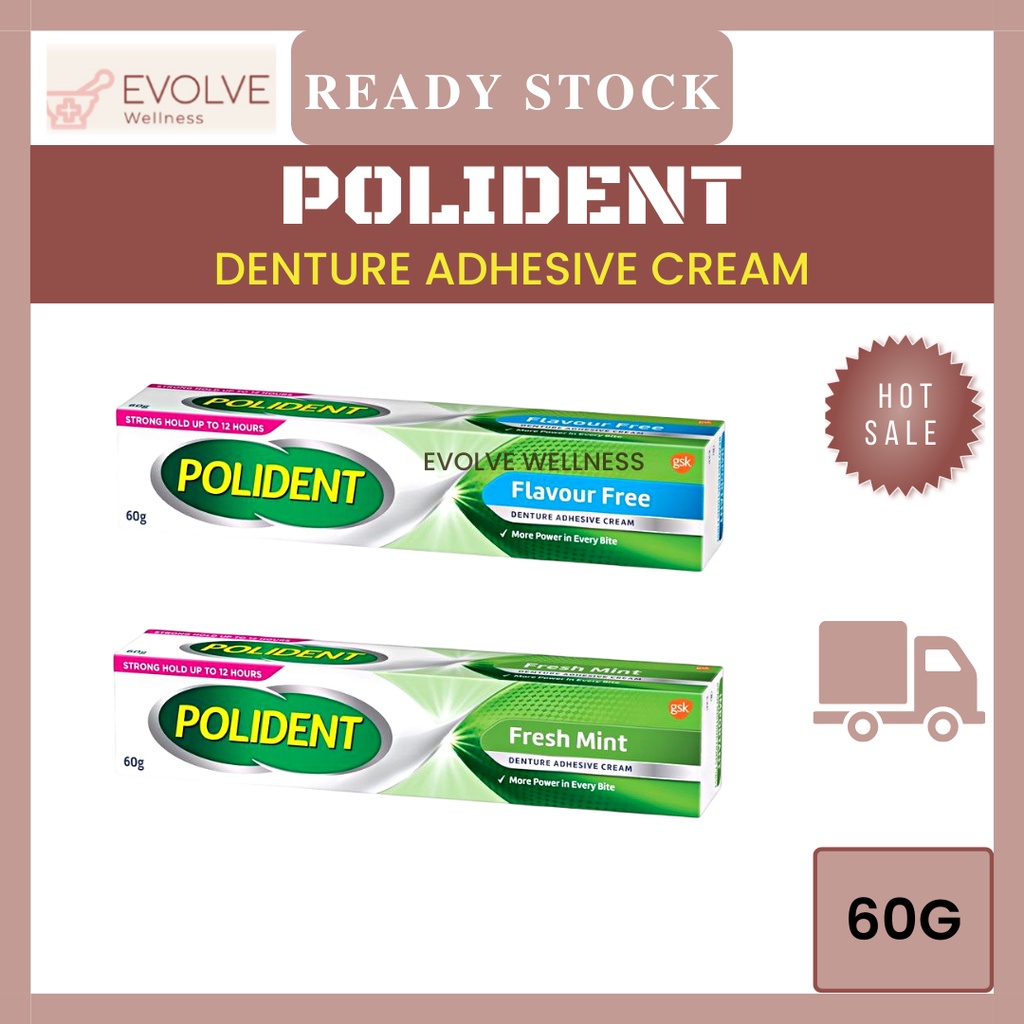 POLIDENT Denture Adhesive Cream 60G Flavour Free / Fresh Mint Shopee Malaysia