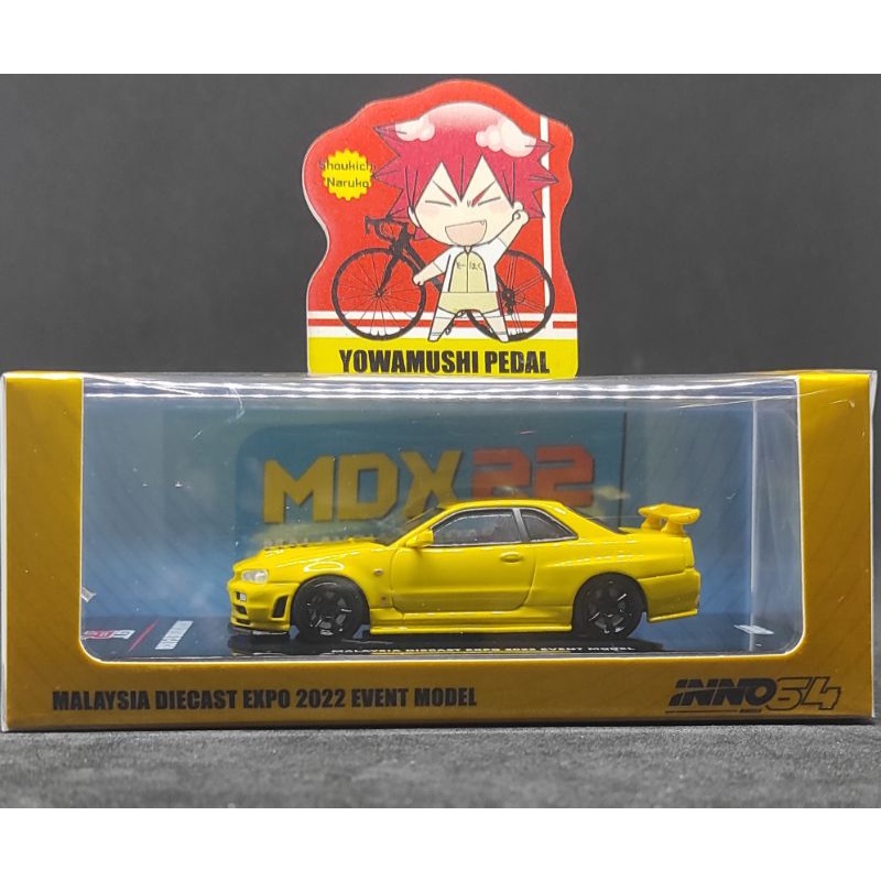 INNO64 NISSAN SKYLINE GTR R34 LIGHTNING YELLOW MALAYSIAN DIECAST EXPO
