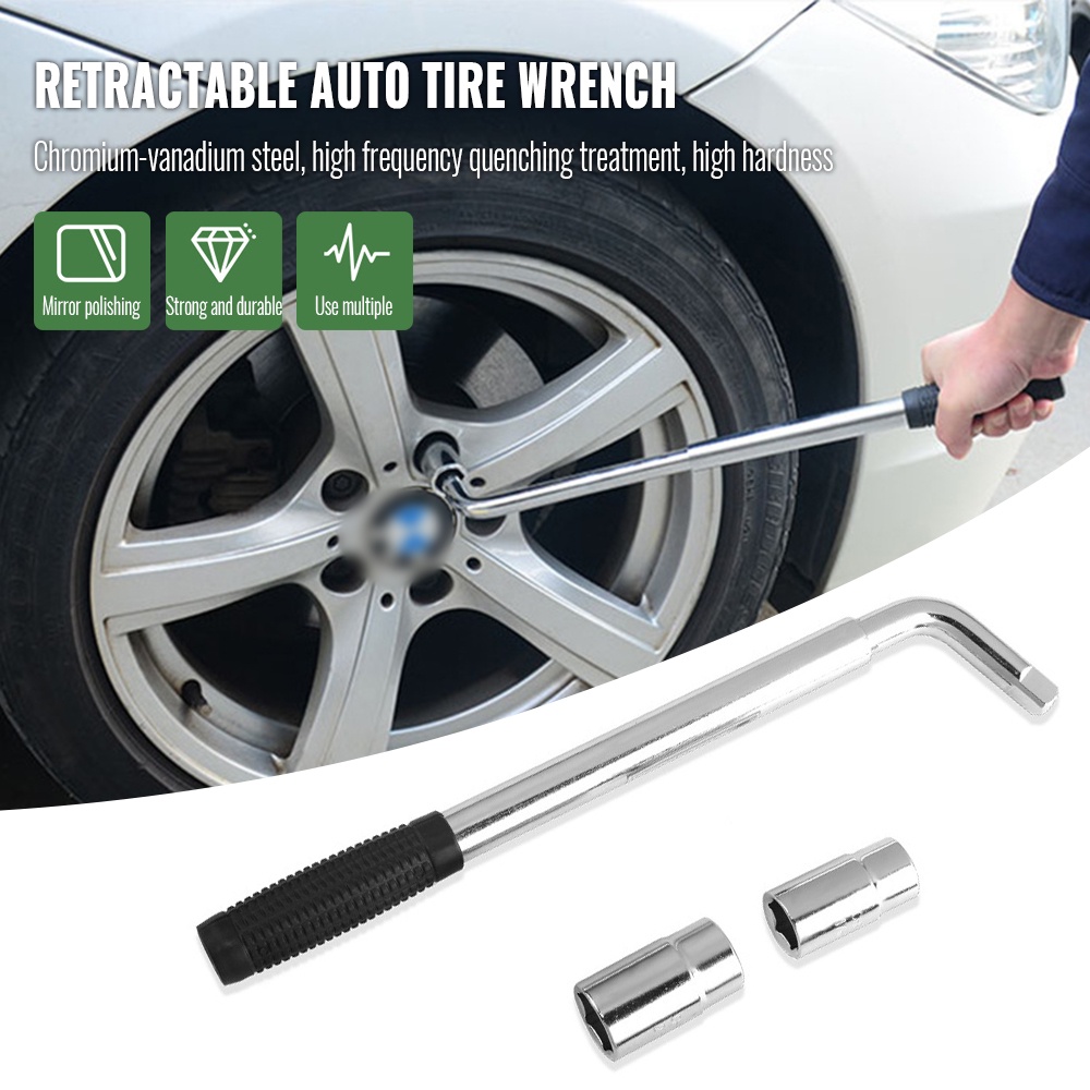 Heavy Duty L Shape Tyre Opener Wheel Socket Wrench Extendable