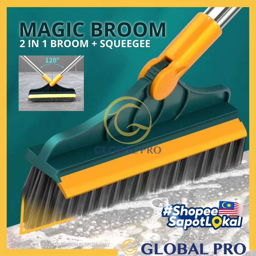 2 IN 1 Magic Broom Berus Tandas Lantai Floor Gap Scrub Toilet Cleaning