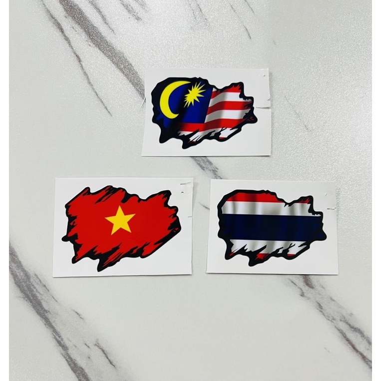Sticker Inkjet - Flag Bendera Negara Sticker Vietnam Malaysia Thailand ...
