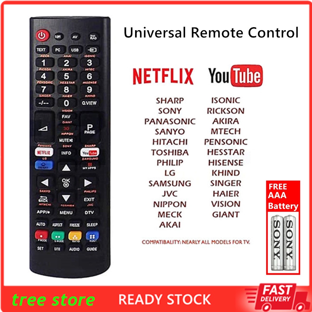 Universal LCD LED TV REMOTE CONTROL Support Multi Brand Television Most ...