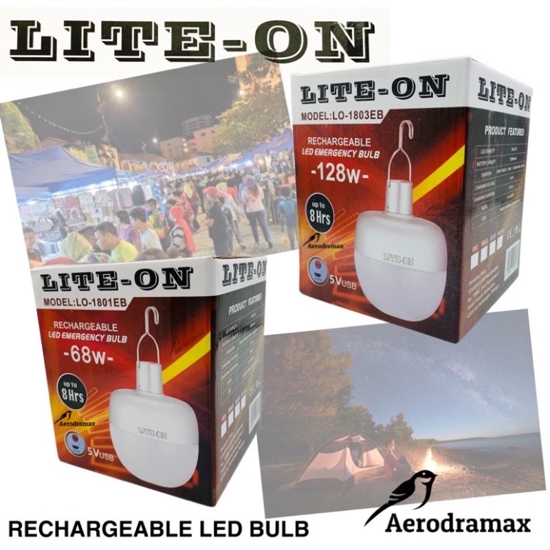 LITE-ON Rechargeable LED Emergency Bulb (68/128W) | Shopee Malaysia