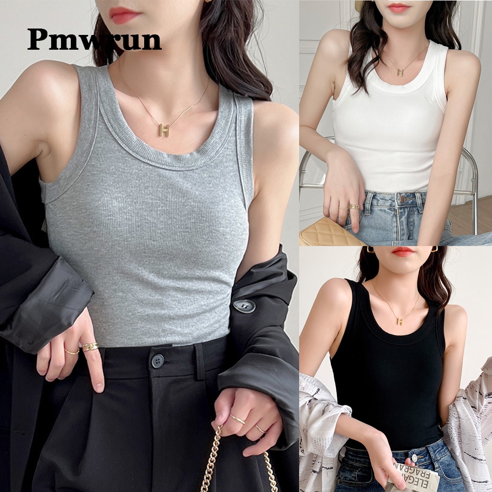 Pmwrun Women's Sleeveless Thin Inner Match Bottoming Camisole Korean ...