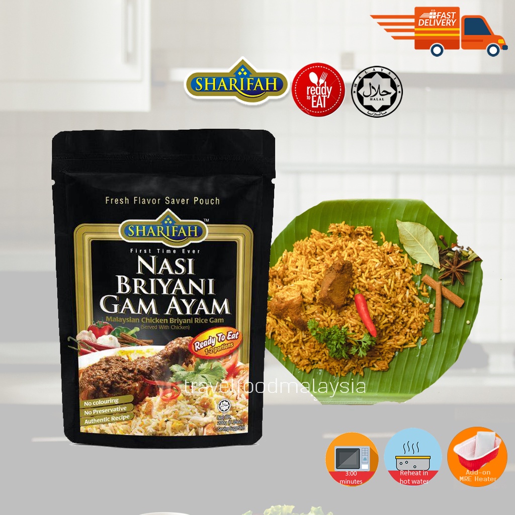 Sharifahfood Nasi Goreng Nasi Briani 250g Rendang Ready to Eat Halal ...