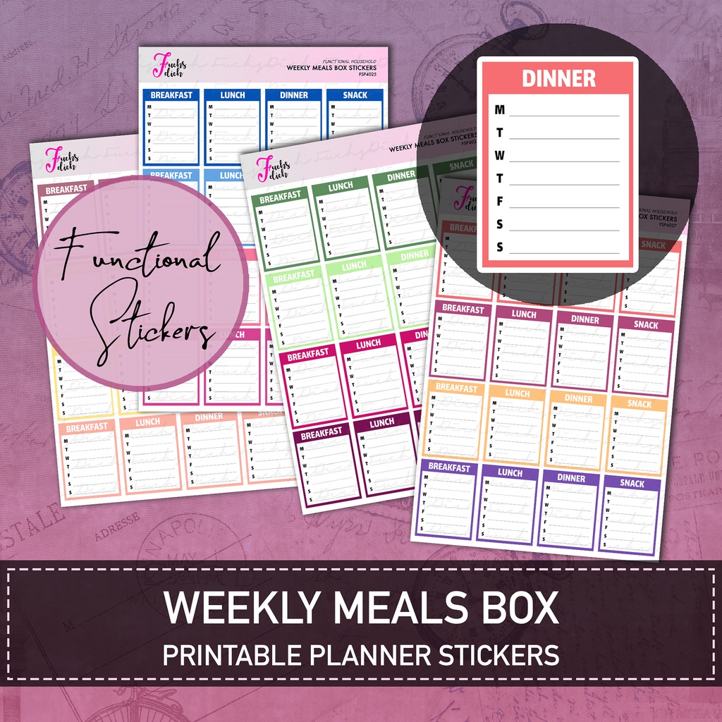 FuchsDich Printable WEEKLY MEAL BOX Stickers | PDF File | Label Box ...