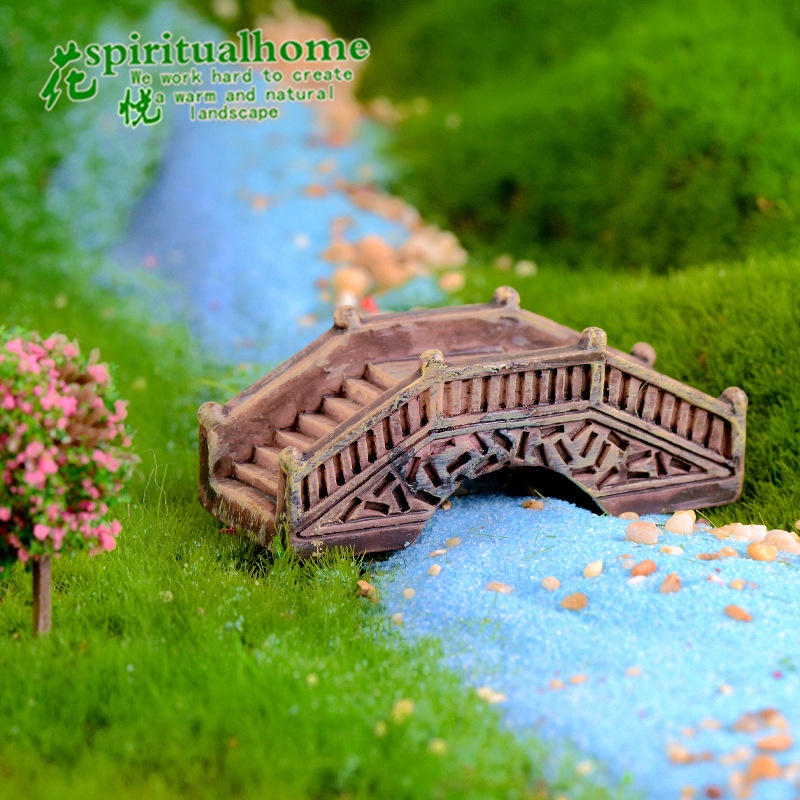 YF Figurine Miniature Ornament Palace style bridge small bridge flowing ...