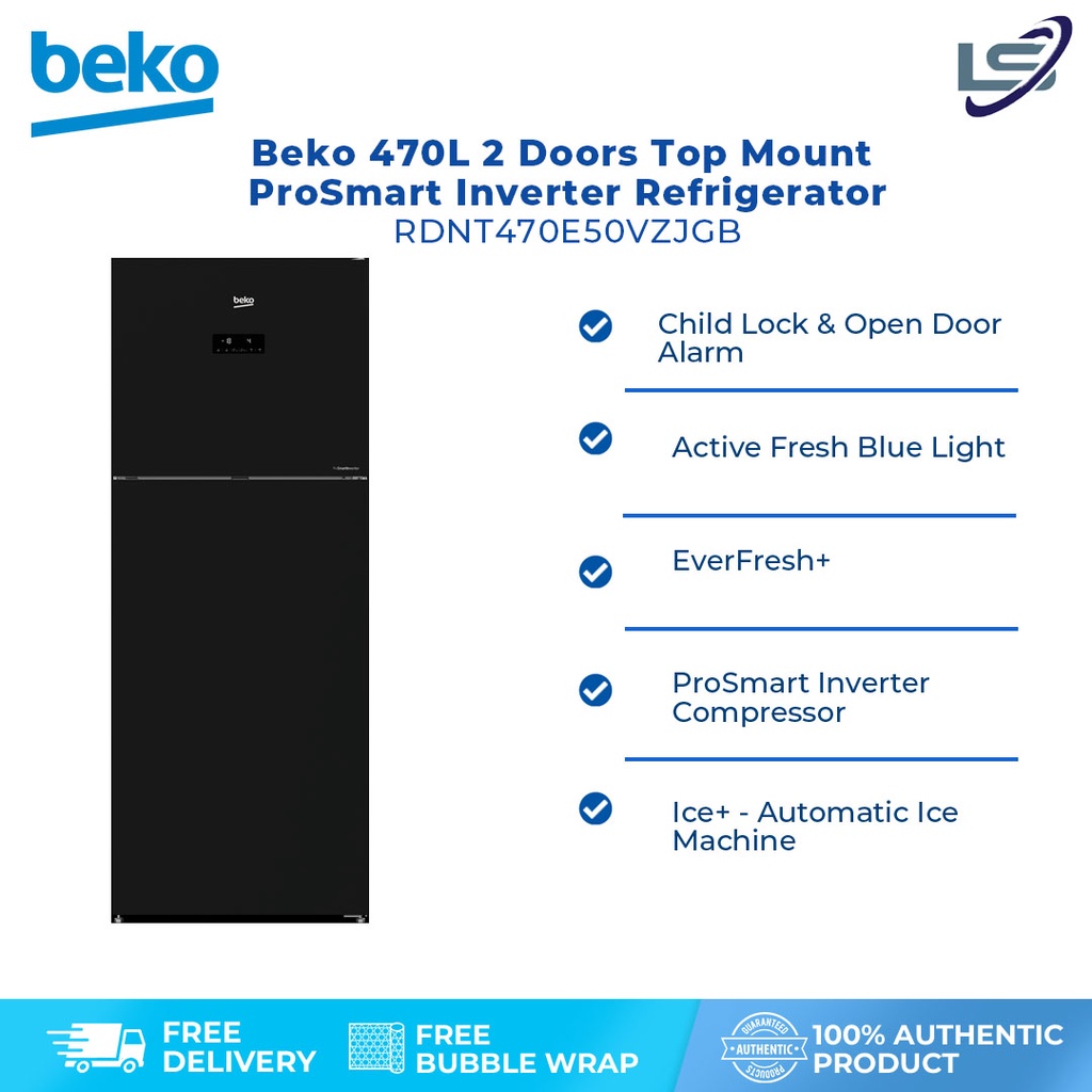 Beko 470L Double Door Refrigerator, D70470N