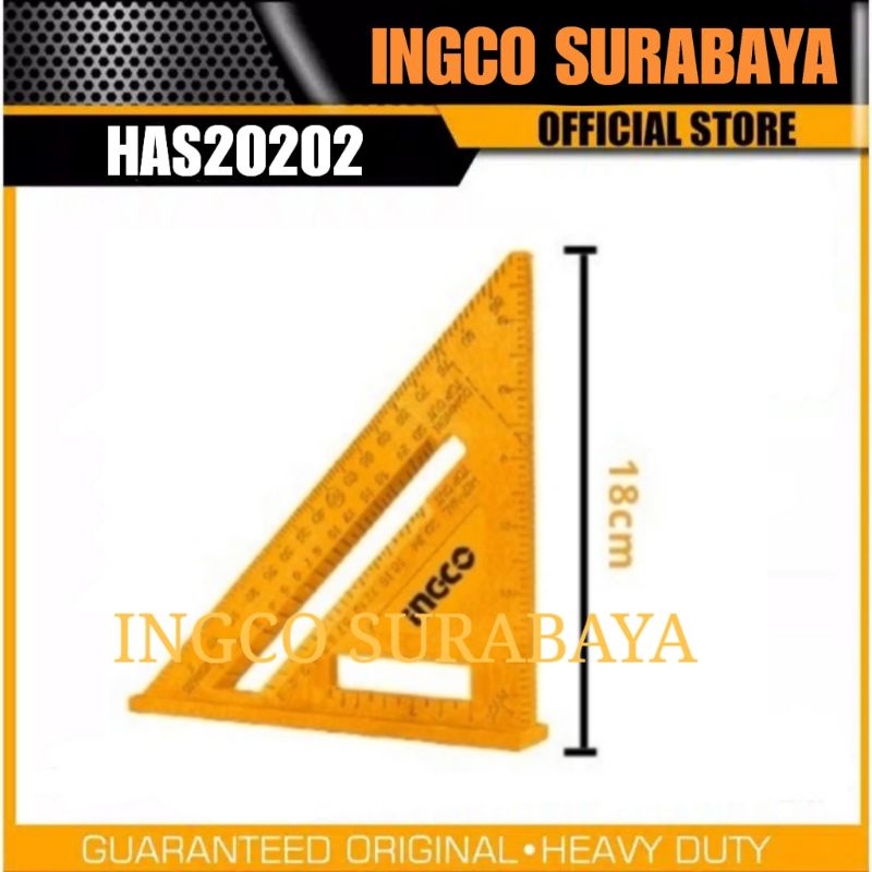 Ingco HAS20202 SPEED SQUARE 18CM PREMIUM CORNER SITELINE RULER | Shopee ...
