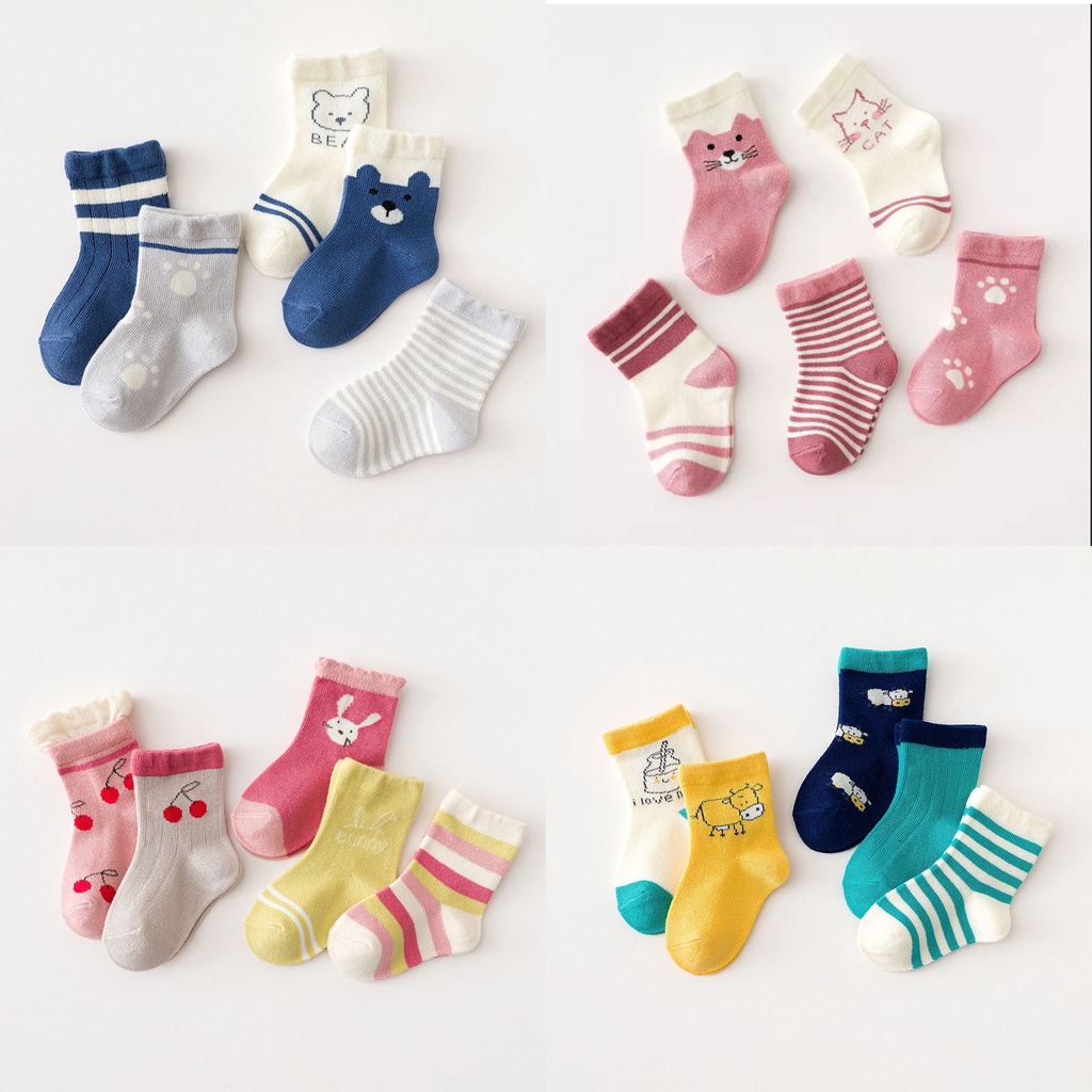 🧦🌈5pair🧦newborn Cotton Baby Socks Stoking Babysocks Kanak-kanak Ready 