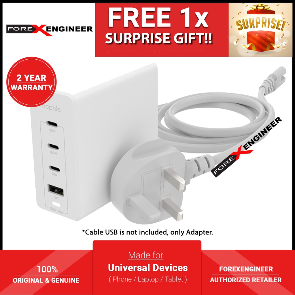 Mophie Speedport 120W Power Adapter USBC PD GaN Technology White
