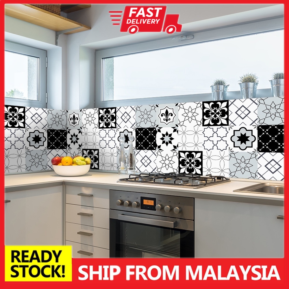 (Kitchen) black and white mosaic backsplash kitchen bathroom tiles