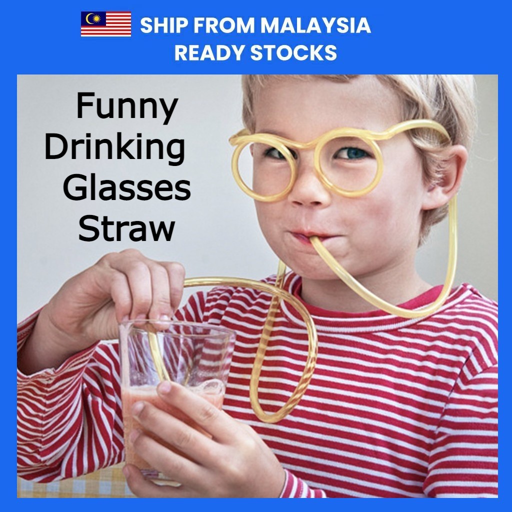 8 packs Novelty Flexible Glasses Silly Drinking Straw Glasses For Kids Party