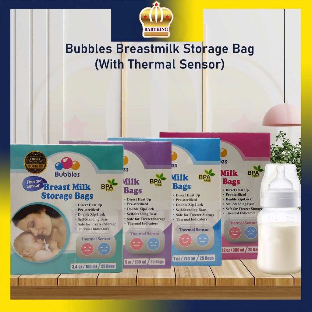 Original Bubbles Thermal Sensor Double Ziplock Breastmilk Bags Breast
