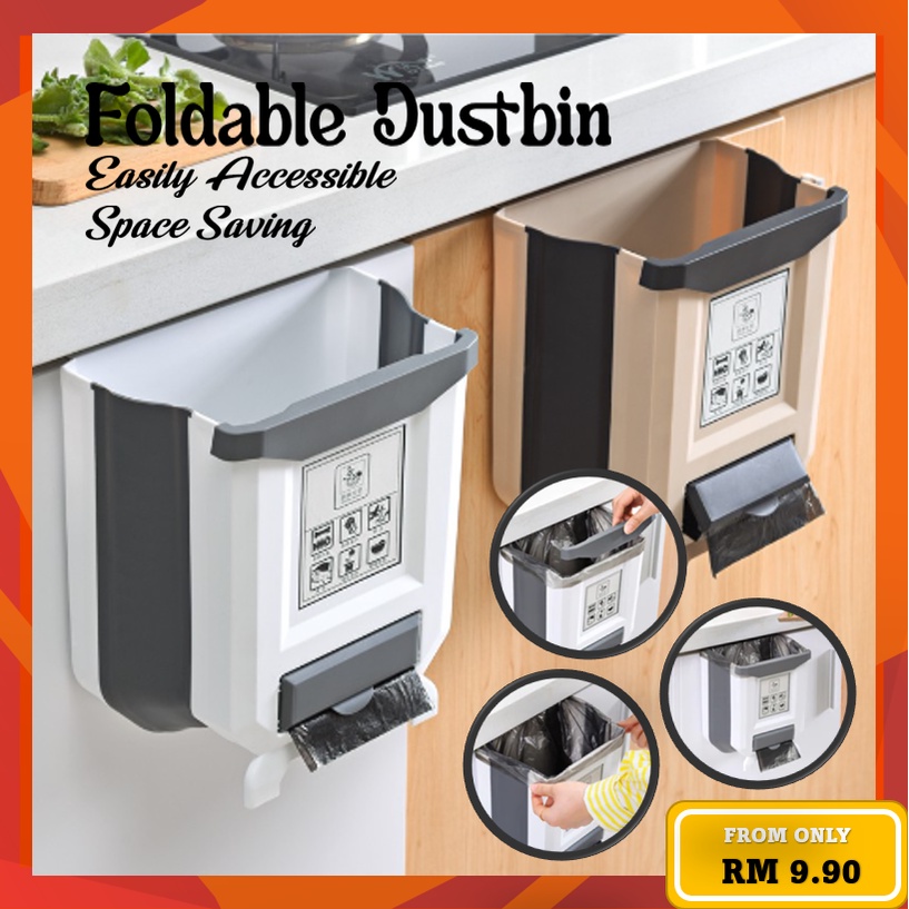 Foldable Kitchen Dustbin Rubbish Bin Garbage Basket Food Waste Bin