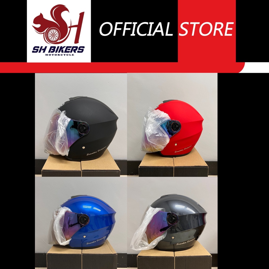 ACES R1 Open Face Helmet With Clear Visor/Topi Keledar Open Face dengan