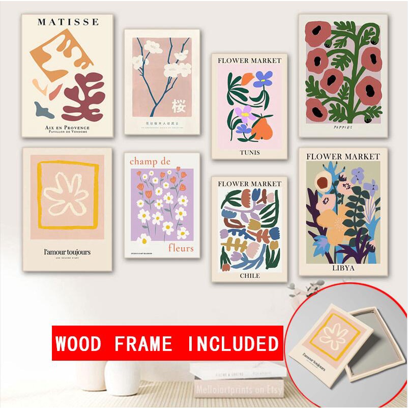 (With Frame)Abstract Colorful Flower Matisse Japan Wall Art Canvas