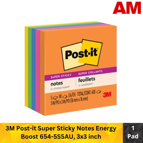 3M™ 654-5SSAU Super Sticky Notes Energy Boost Collection 3x3 [90s x 5 ...
