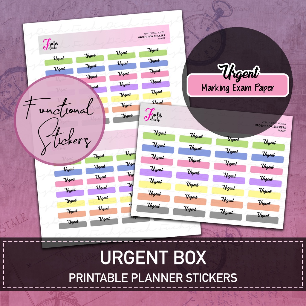 FuchsDich Printable URGENT Boxes Stickers | Functional Planner Stickers ...