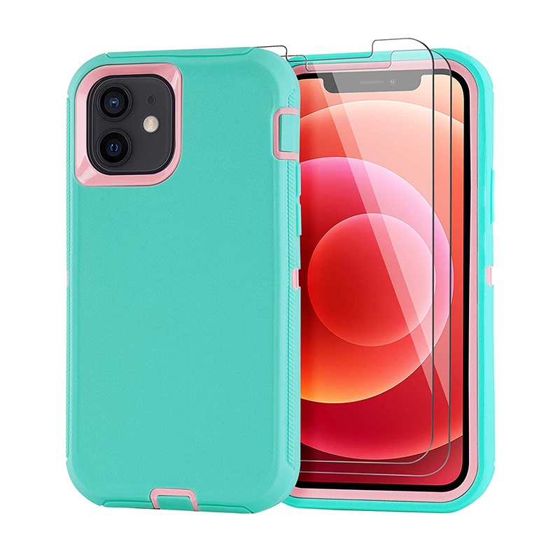 Casing iPhone 13 Military Super Shockproof Tebal 3 in 1 Black Casing iP