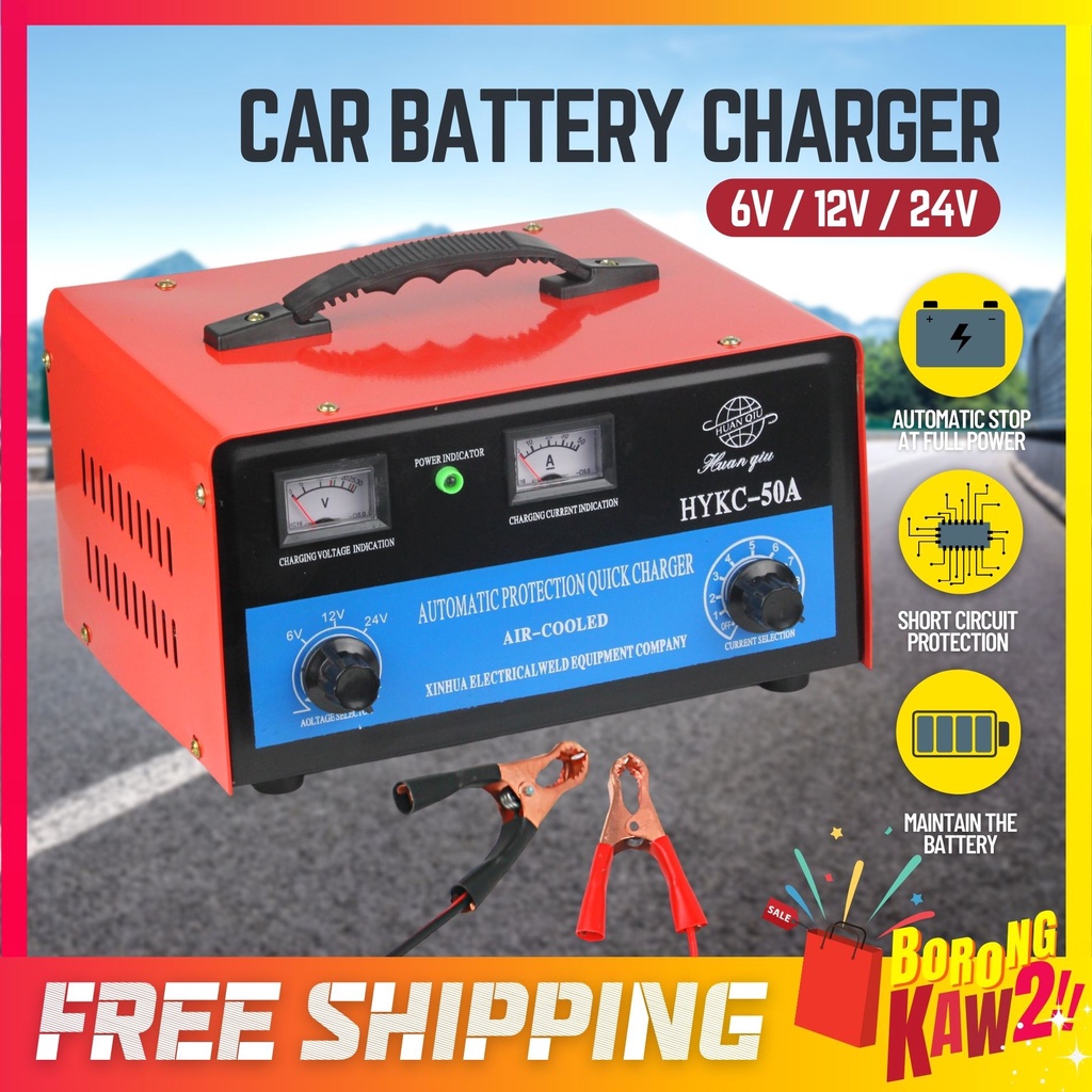 Bkk 6v 12v 24v Car Battery Charger 50amp 50a Electric Power Pengecas