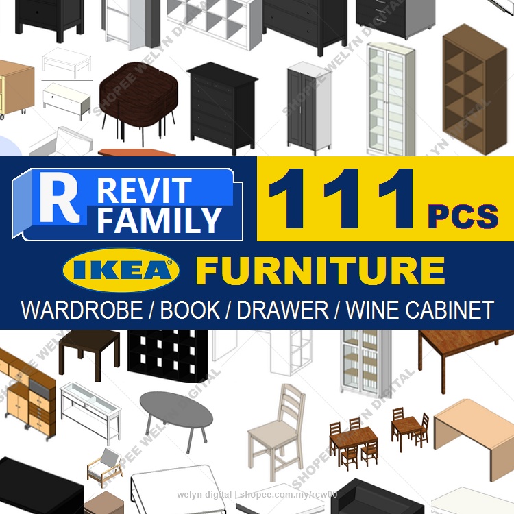 Autodesk | Revit 2024 | 111 IKEA Furniture set Revit Family Files ...