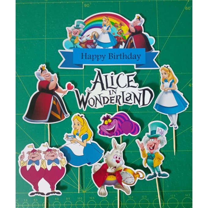 Wonderland Whimsical Cake Topper Kit, Green Hat, Tea Pot Cake Topper, Alice  in Wonderland, Fondant happy flowers, Tea Pot Decorations, Handmade Edible