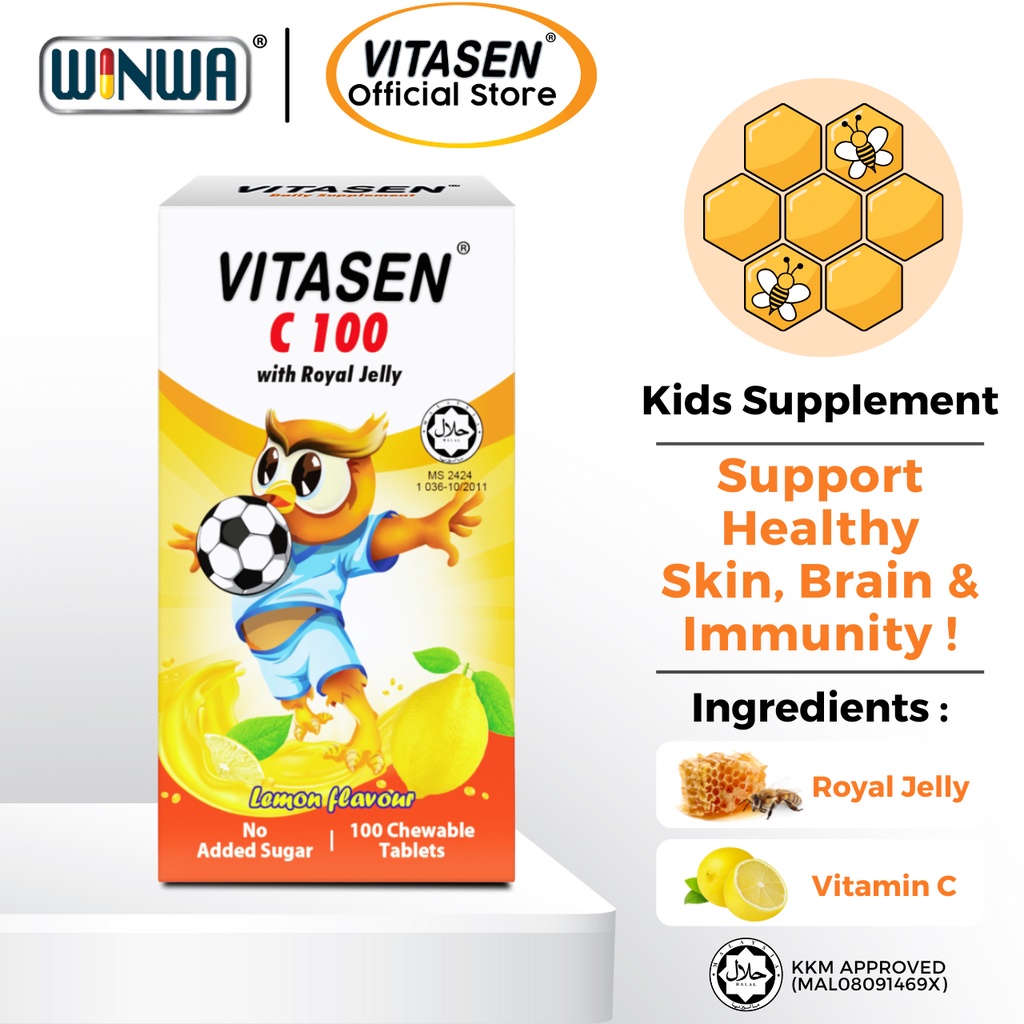VITASEN Vitamin C 100mg With Royal Jelly Chewable Tablet (100's) For