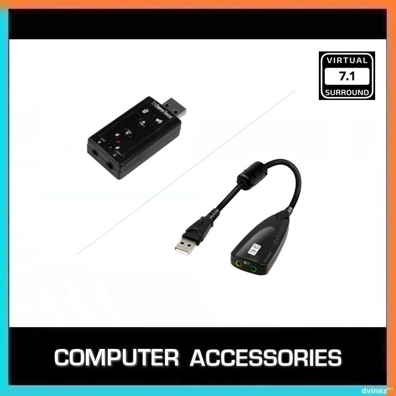 3D 5Hv2 USB Audio Adapter To 3.5mm Microphone Headphone Jack Virtual 7. ...