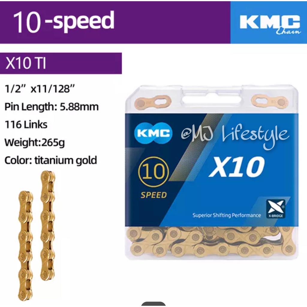 Speed Chain Rantai Kmc 10 Speed Gold KMC X10EL 10v GOLD Chain (Ref