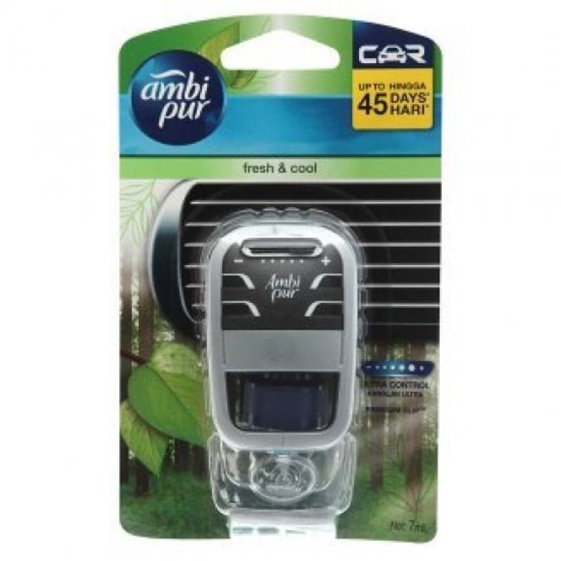 Ambi Pur Car Air Freshener Fresh and Cool, 7.5ml + 7ml Pack with