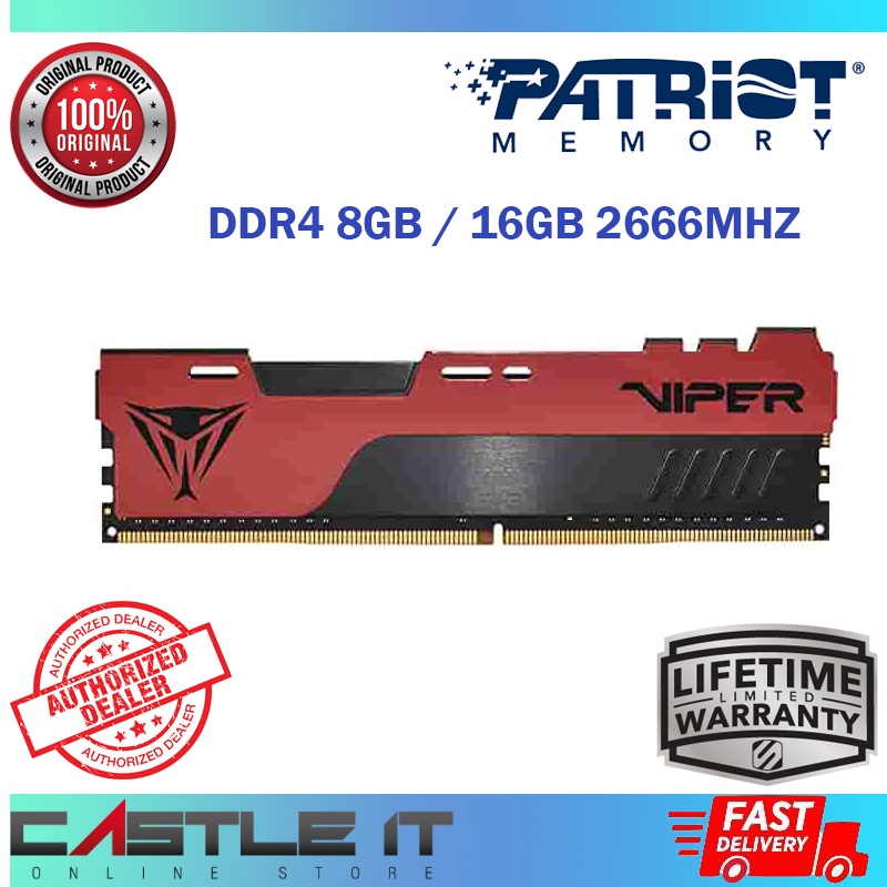 Patriot Viper Elite Series DDR4 8GB (2x4GB) 2666MHz PC4-21300 Kit de doble canal (negro/gris) PVE48G266C6KGY
