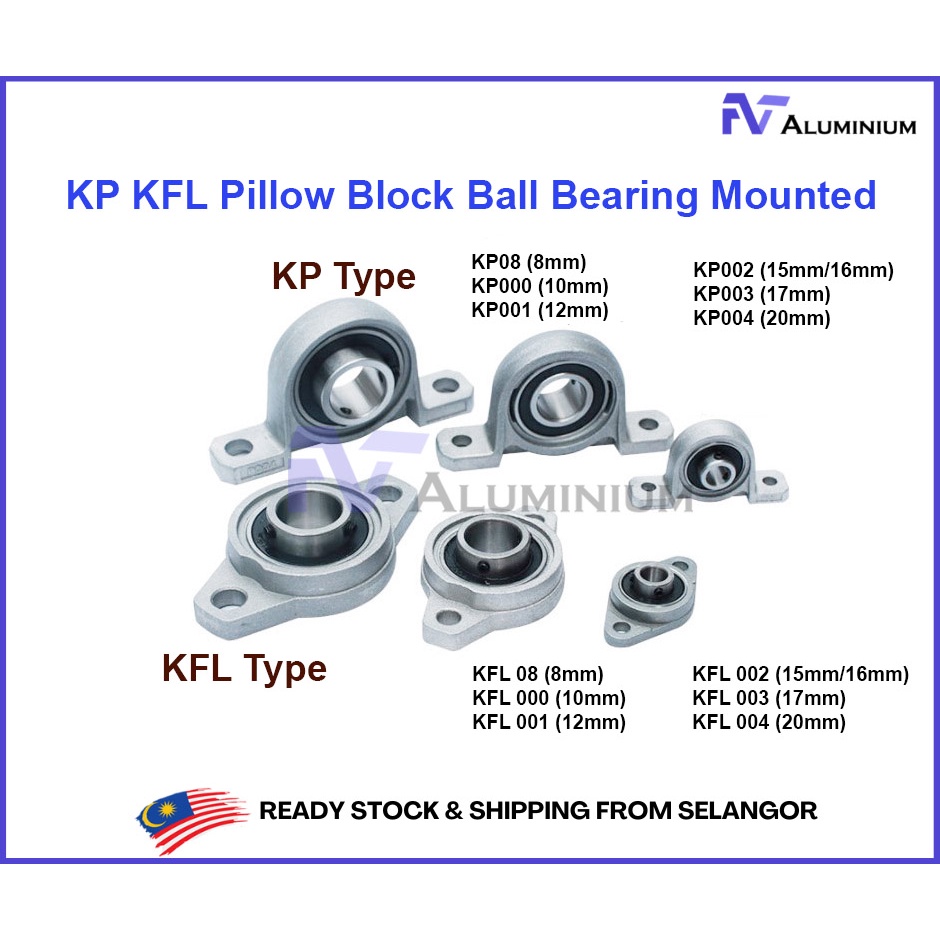 KP KFL Pillow Block Ball Bearing Mounted KP08 KP000 KP001 KP002 KP003