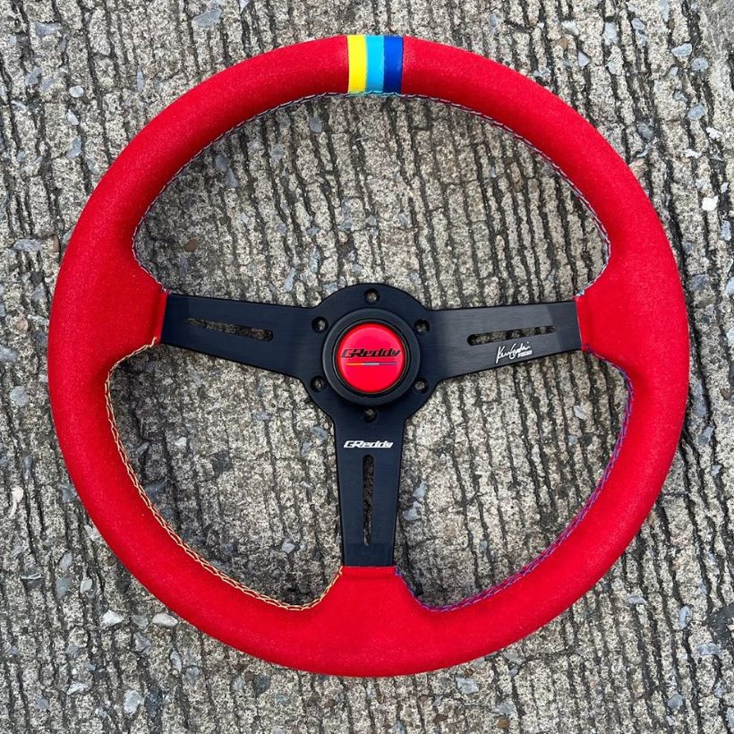 Steering Wheel GReddy Low Lifting Lever 13.-5 Inches Wide Suede (Red ...