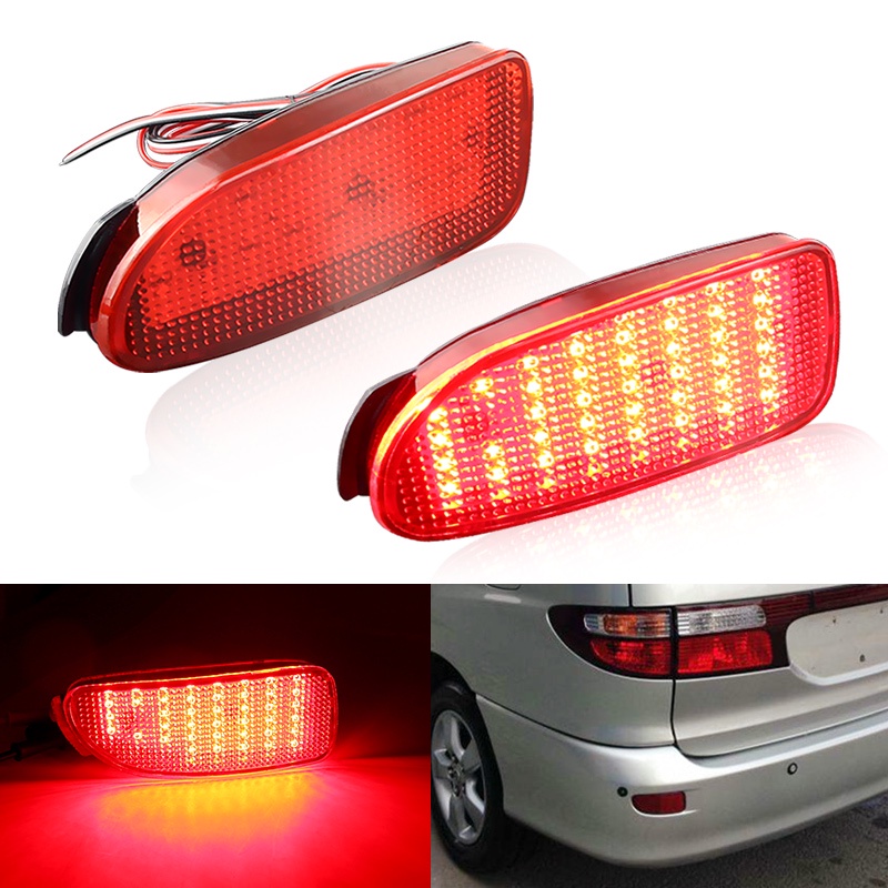 2pcs RED / Smoke Lens 84-SMD LED Bumper Tail Reflector Marker Lights ...