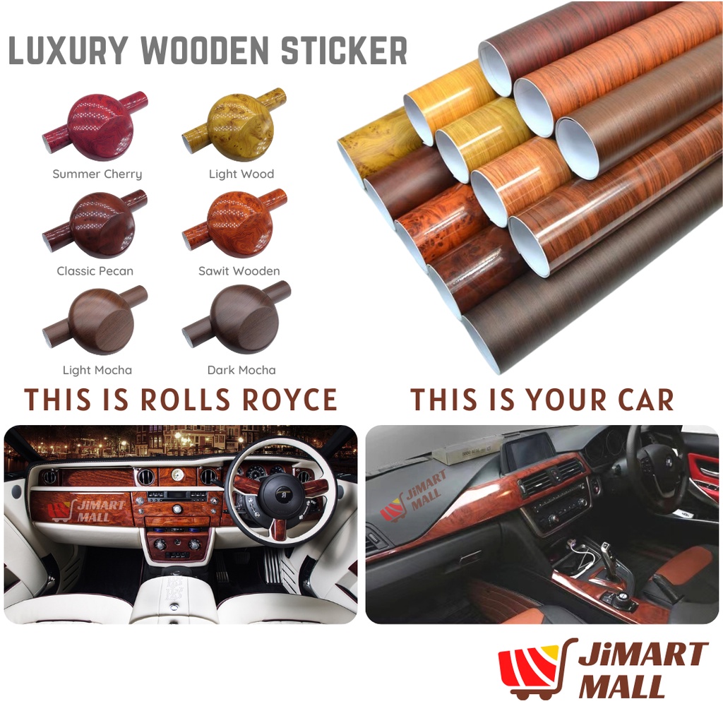 LUXURY WOODEN 6D STICKER CAR INTERIOR Film Glossy Vinyl Wrap Decoration