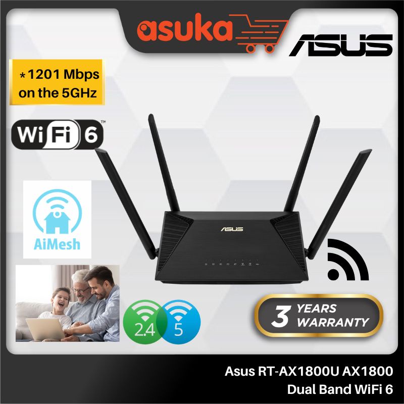 Asus RT-AX1800U AX1800 Dual Band WiFi 6 (802.11ax) Router/Asus RT ...