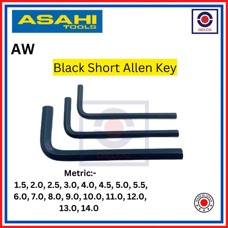 ASAHI JAPAN (1.5 14.0mm) AW short black Allen Key 4.5mm 5.5mm 9mm