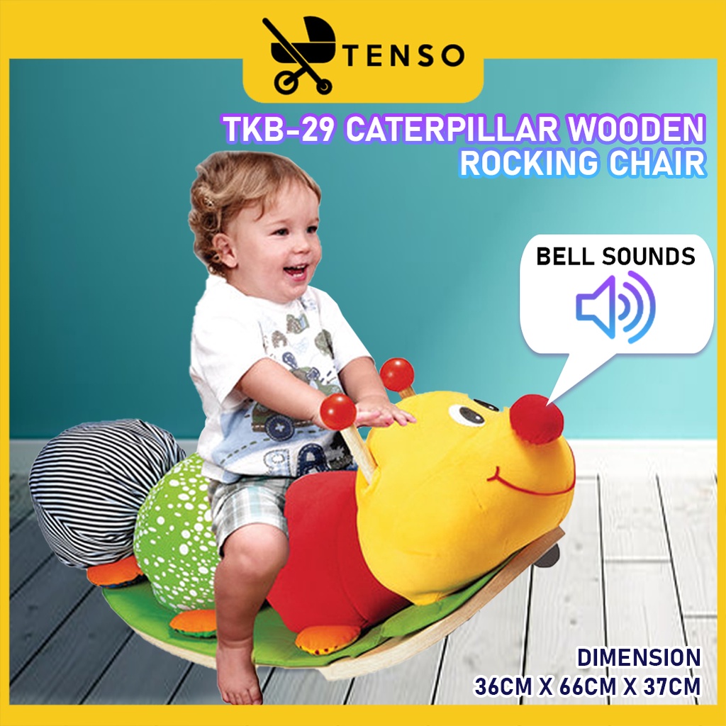 Tenso【Caterpillar Design】Kid Wooden Rocking Chair Baby Rocking Bouncer ...