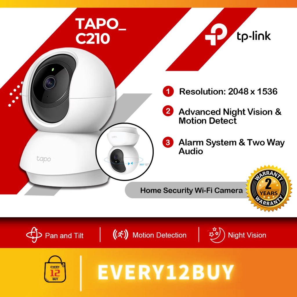 TP-Link - Pan/Tilt Home Security Wi-Fi Camera ~ Tapo C210 ✓ 3MP Ultra-High  Definition ✓ Two-Way Audio ✓ Sound and Light Alarm ✓ Night Vision up to 30  ft ✓ Motion Detection
