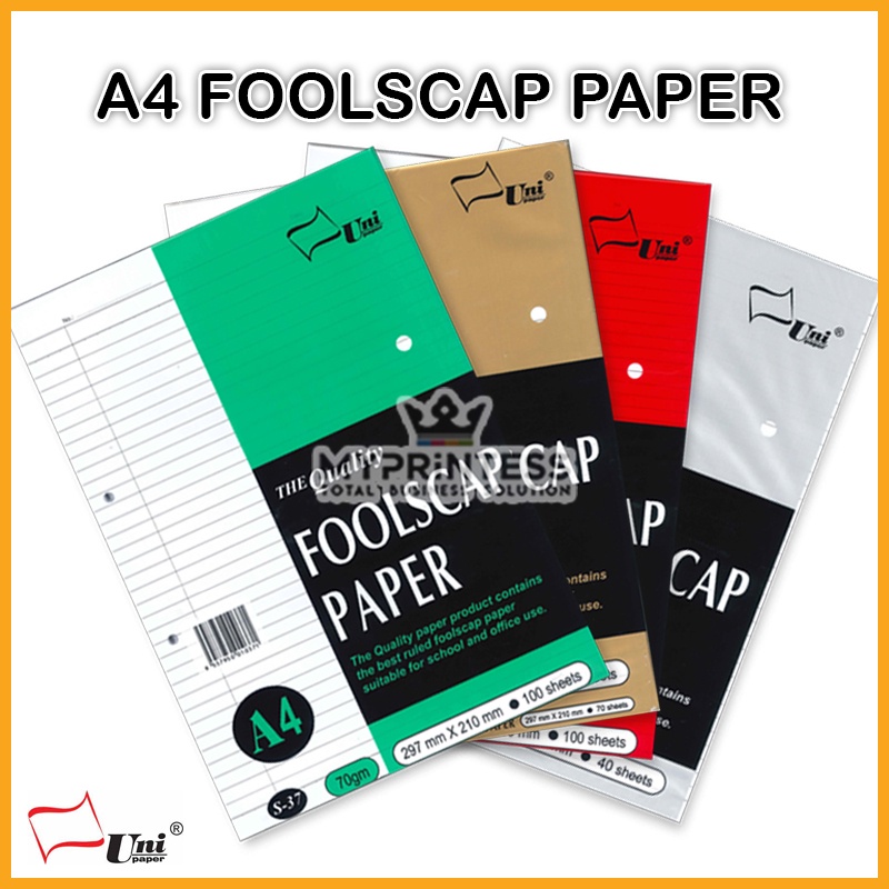 UNI Foolscap Paper (70gsm/100gsm) (Regular Line/Narrow Line) | Shopee ...