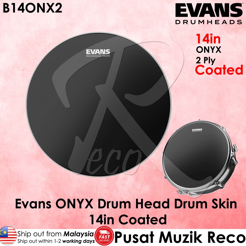 Evans B14ONX2 ONYX COATED Tom Drum Head 14" Snare / Tom / Timbale