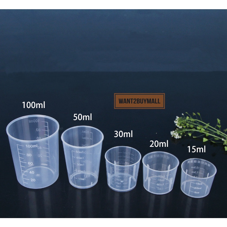 10/15/20/30/50/100ml Measuring Cup Scale Plastic Clear Plastik ...