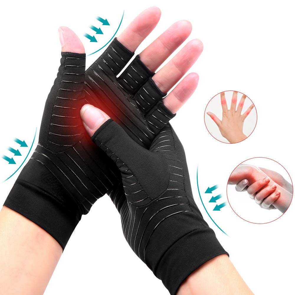 Copper Infused Arthritis Gloves – Carpal Tunnel & Joint Pain Relief – Unisex Black
